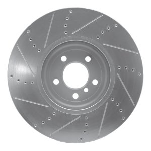 BMW 750I Brake Rotor (1) - Right Front - R1 Concepts - Drilled & Slotted - Silver - `09-`17